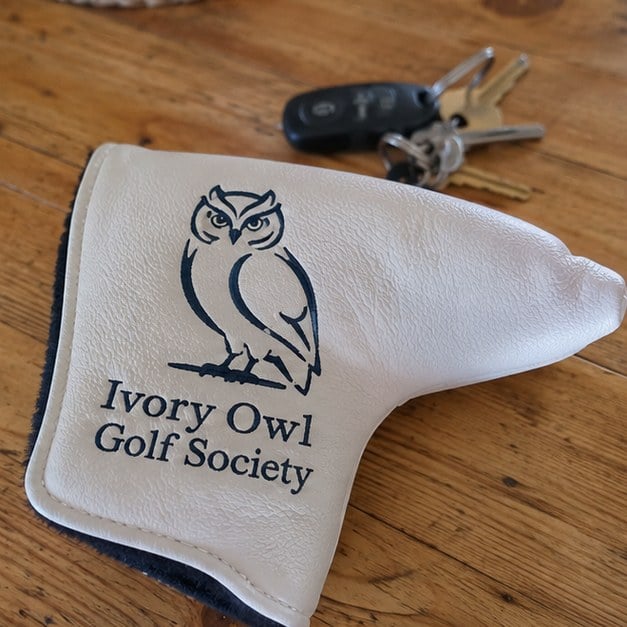 Golf head covers with logo — customer photo
